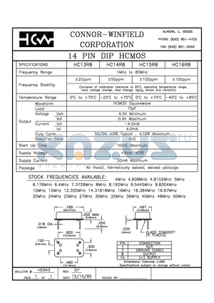 HC13R8 datasheet - 14 PIN DIP HCMOS