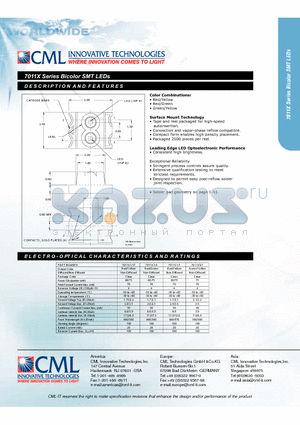 7011X1 datasheet - Bicolor SMT LEDs