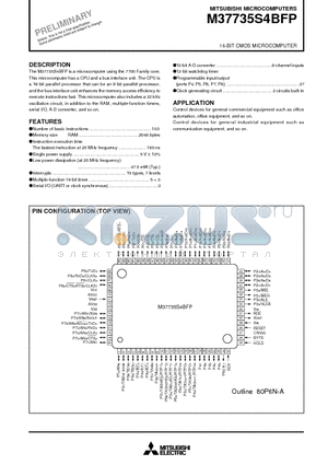 M37735S4BFP datasheet - 16-BIT CMOS MICROCOMPUTER