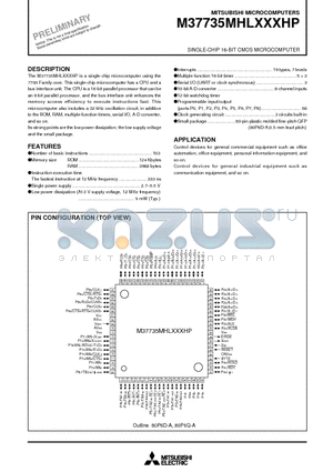 M37735MHLXXXHP datasheet - SINGLE-CHIP 16-BIT CMOS MICROCOMPUTER