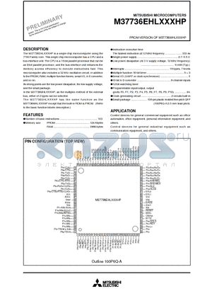 M37736EHL datasheet - PROM VERSION OF M37736MHLXXXHP(MICROCOMPUTERS)