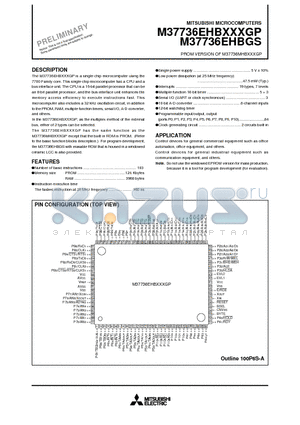 M37736EHB datasheet - PROM VERSION OF M37736EHBXXXGP