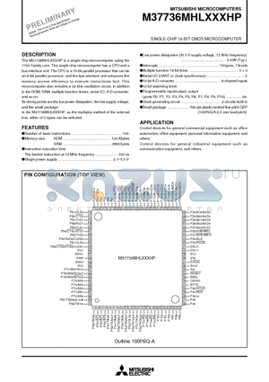 M37736MHLXXXHP datasheet - SINGLE-CHIP 16-BIT CMOS MICROCOMPUTER