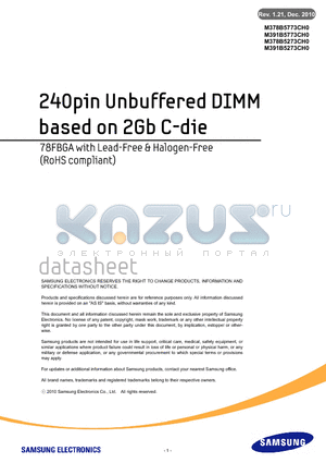 M378B5773CH0 datasheet - 240pin Unbuffered DIMM based on 2Gb C-die