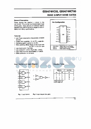 GD74HC00 datasheet - QUAD 2-INPUT NAND GATES