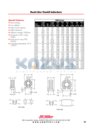 7016 datasheet - Common Mode EMI Chokes