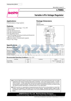 L78MG datasheet - Variable 4-Pin Voltage Regulator
