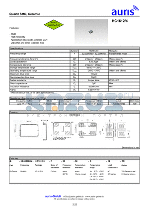 HC1612 datasheet - Ultra thin and small leadless type