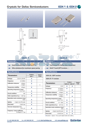 GDX-2C datasheet - Crystals for Dallas Semiconductors