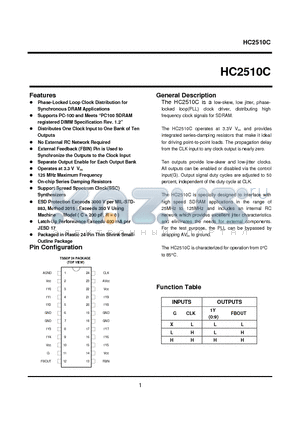 HC2510 datasheet - Phase-Locked Loop Clock Distribution for Synchronous DRAM Applications