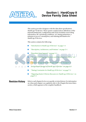 HC210W datasheet - HardCopy II Device Family