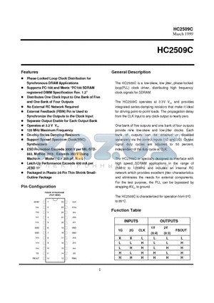 HC2509C datasheet - Phase-Locked Loop Clock Distribution for Synchronous DRAM Applications