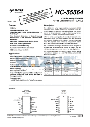 HC3-55564-5 datasheet - Continuously Variable Slope Delta-Modulator (CVSD)