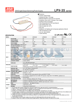 LPV-35-5 datasheet - 35W Single Output Switching Power Supply