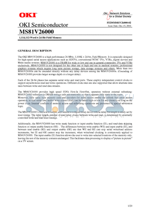 FEDS81V26000-01 datasheet - 1,114,112-Word X 24-Bit Field Memory