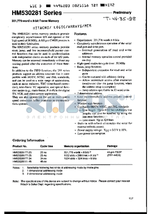 HM530281TT-34 datasheet - 331,776 WORD X 8 BIT FRAME MEMORY