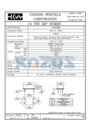 HC42R8 datasheet - 14 PIN DIP HCMOS