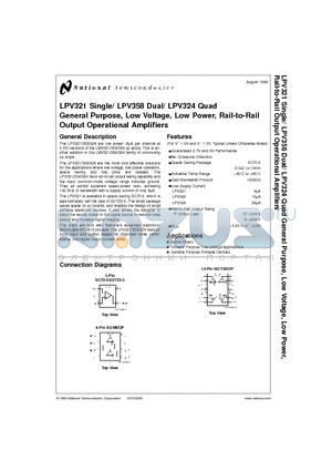 LPV321M5 datasheet - General Purpose, Low Voltage, Low Power, Rail-to-Rail Output Operational Amplifiers