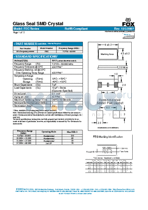 FEG datasheet - Glass Seal SMD Crystal