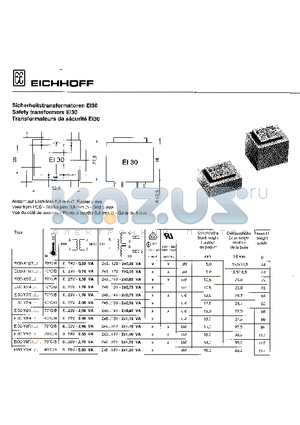 E130-X10 datasheet - Safety transformers