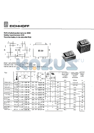 E130-Y9 datasheet - Safety transformers