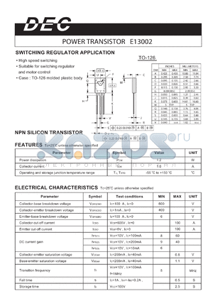 E13002_TO-126 datasheet - POWER TRANSISTOR