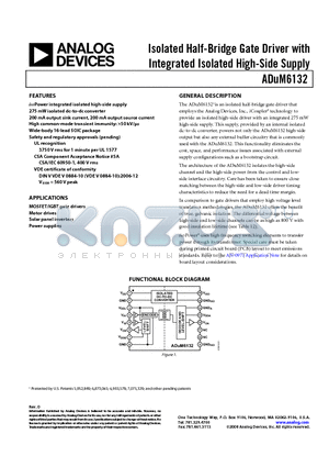 ADUM6132_08 datasheet - Isolated Half-Bridge Gate Driver with Integrated Isolated High-Side Supply
