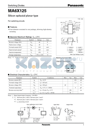 MA6X125 datasheet - Silicon epitaxial planar type