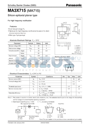 MA715 datasheet - Silicon epitaxial planar type