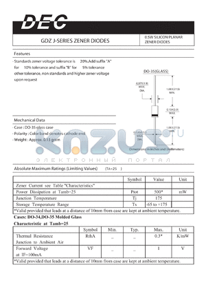 GDZJ27 datasheet - 0.5W SILICON PLANAR ZENER DIODES