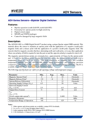 ADV001-00E datasheet - ADV Sensors