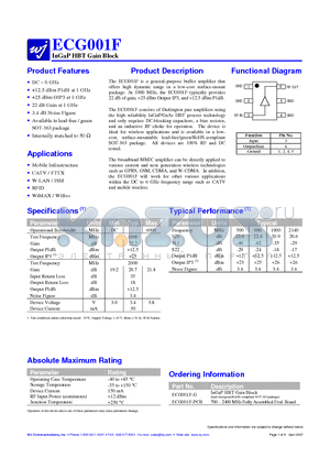 ECG001F datasheet - InGaP HBT Gain Block