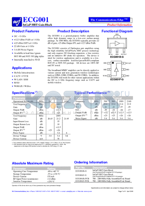 ECG001F-G datasheet - InGaP HBT Gain Block