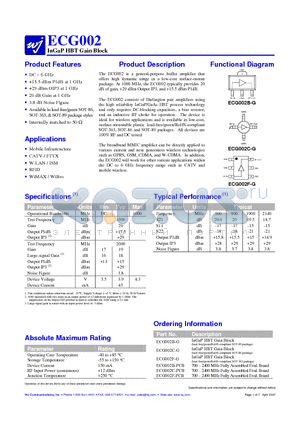 ECG002B-PCB datasheet - InGaP HBT Gain Block