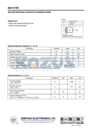 MA721WS datasheet - SILICON EPITAXIAL SCHOTTKY BARRIER DIODE