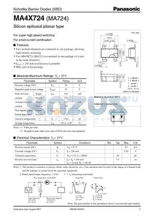 MA724 datasheet - Schottky Barrier Diodes (SBD)