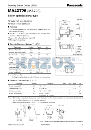 MA726 datasheet - Schottky Barrier Diodes (SBD)