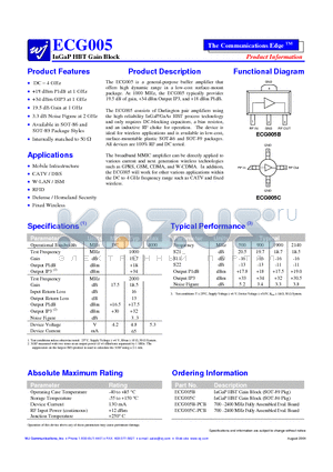 ECG005 datasheet - InGaP HBT Gain Block