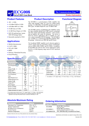 ECG008B-G datasheet - InGaP HBT Gain Block