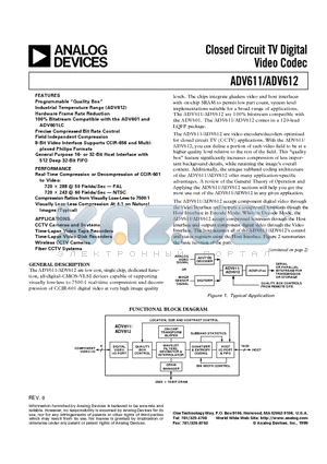 ADV611JST datasheet - CLOSED CIRCUIT TV DIGITAL VIDEO CODEC