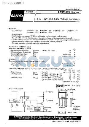 L79M12T datasheet - -5 to -12V 0.5A 3-Pin Voltage Regulators