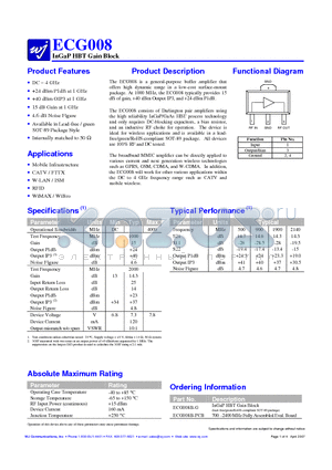 ECG008B-PCB datasheet - InGaP HBT Gain Block