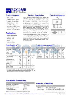 ECG055B datasheet - InGaP HBT Gain Block