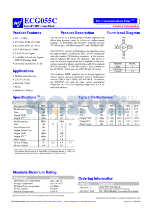 ECG055C datasheet - InGaP HBT Gain Block