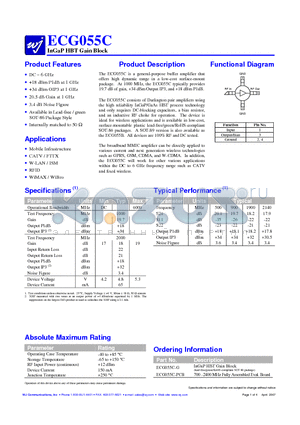 ECG055C datasheet - InGaP HBT Gain Block