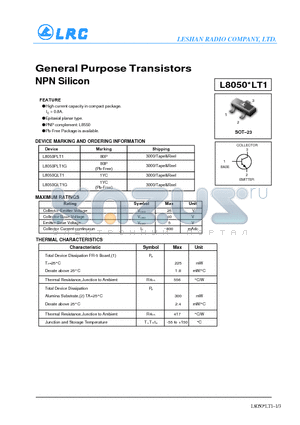 L8050LT1 datasheet - General Purpose Transistors NPN Silicon