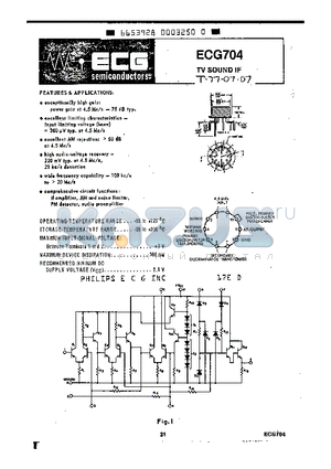 ECG704 datasheet - TV SOUND IF