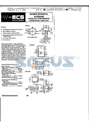 ECG941M datasheet - INTERNALLY-COMPENSATED OPERATIONAL AMPLIFIER