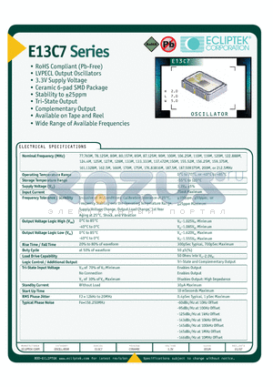 E13C7C2F-155.520MTR datasheet - OSCILLATOR