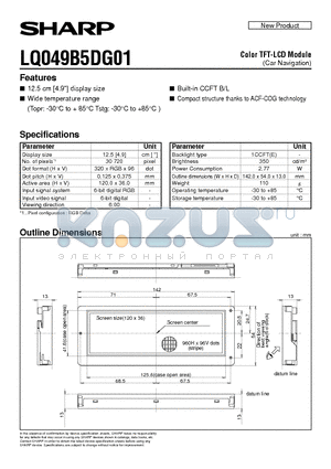 LQ049B5DG01 datasheet - Color TFT-LCD Module(Car Navigation)